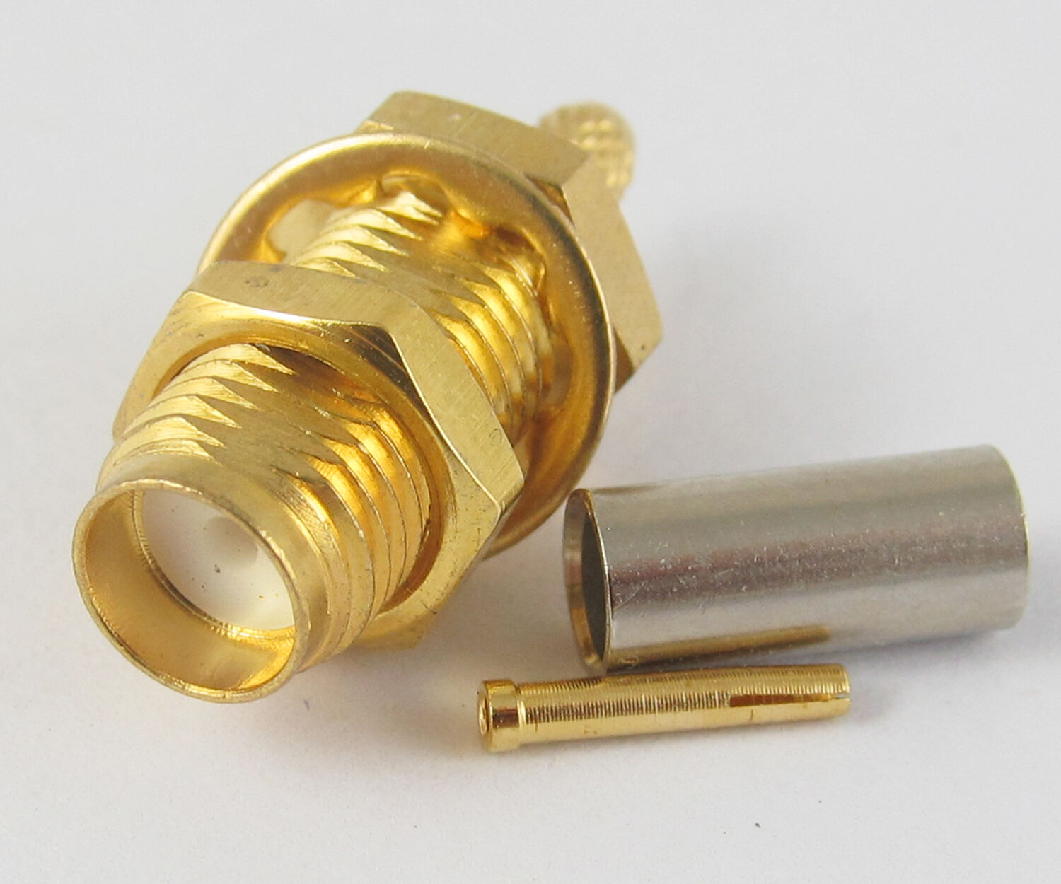 100pcs RF connector SMA Female Nut Bulkhead Crimp for RG174 RG316 RG179 RG188