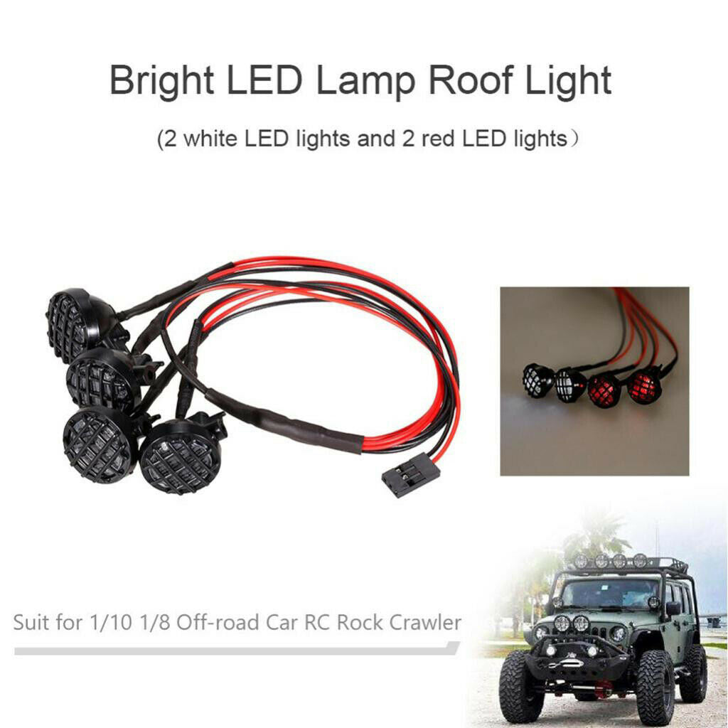 4 Pieces Multifunctional LED Lamp for 1:10 1: 8 Rc Caterpillars  Axial Scx10