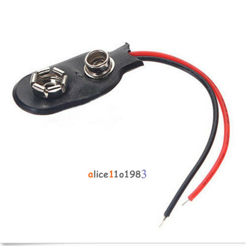 50Pcs Snap on 9V Battery Holder Clip Connector Hard Shell 10CM Cable Lead