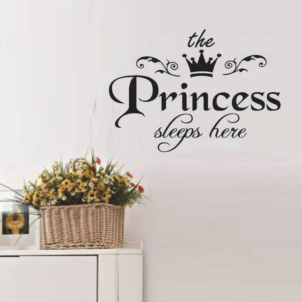 princess sleeps baby kids girl quote wall stickers art room removable deca.l8