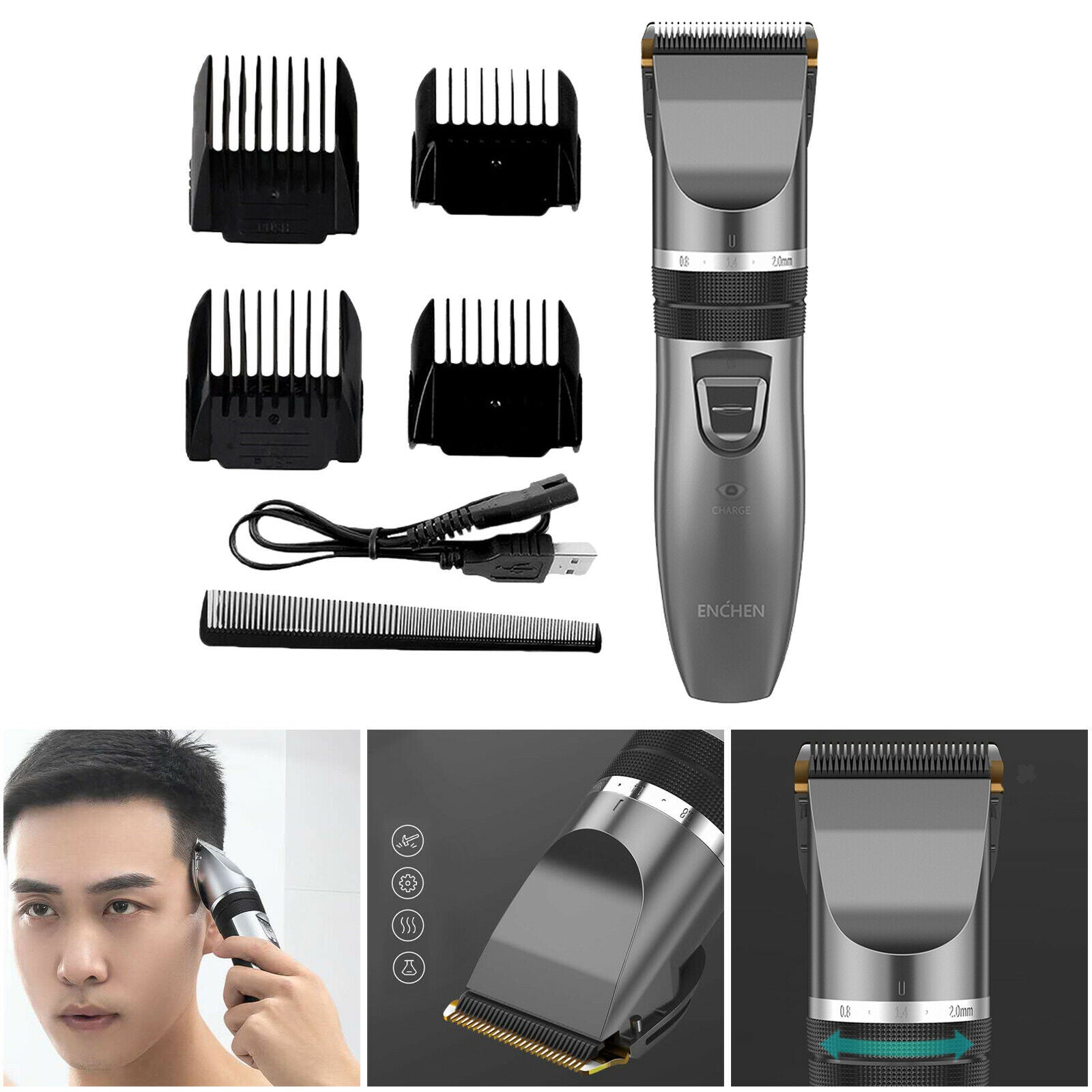 Family Boys Men's Electric Hair Clipper & Accessories Rechargeable White