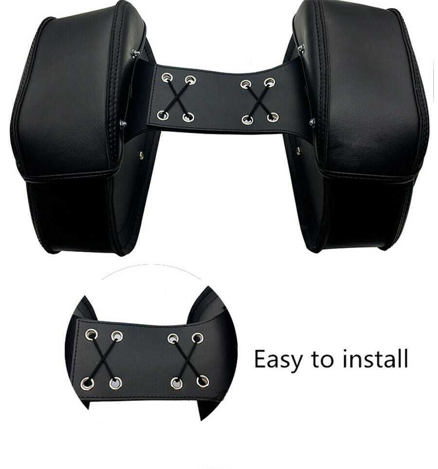 Mini Motorcycle PU Leather Side Saddle Luggage Bags Black metal buckle Pair
