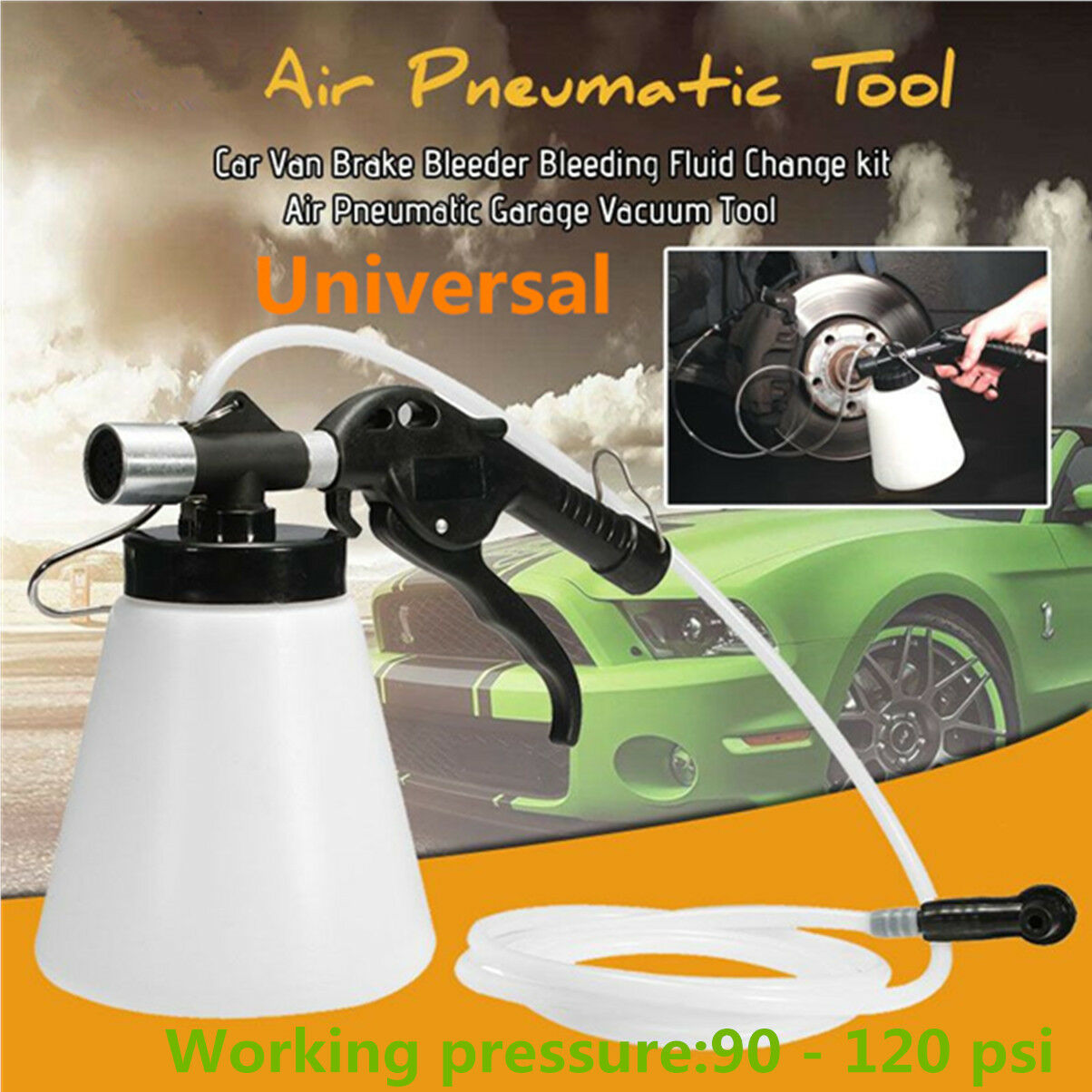Brake Bleeder Bleeding Fluid Change set Car Van Air Pneumatic Garage Vacuum Tool