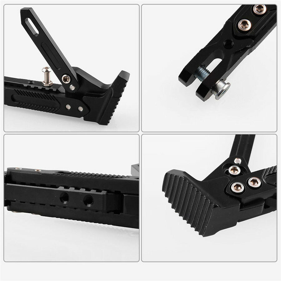 All Black Motorcycle Alloy Adjustable Side Tripod Holder Kickstand Fall Protect