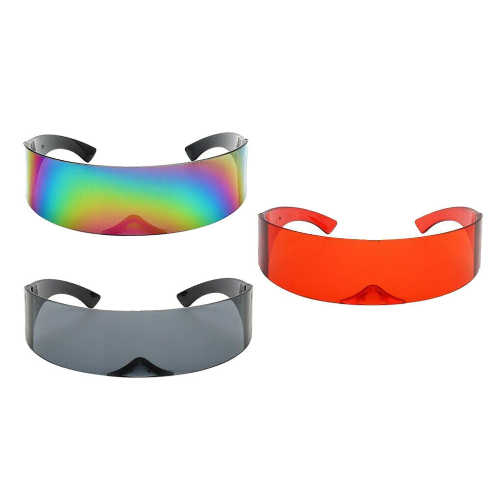 3PCS Fashion Futuristic Wrap Sunglasses Robotic Narrow Glasses Party Favors