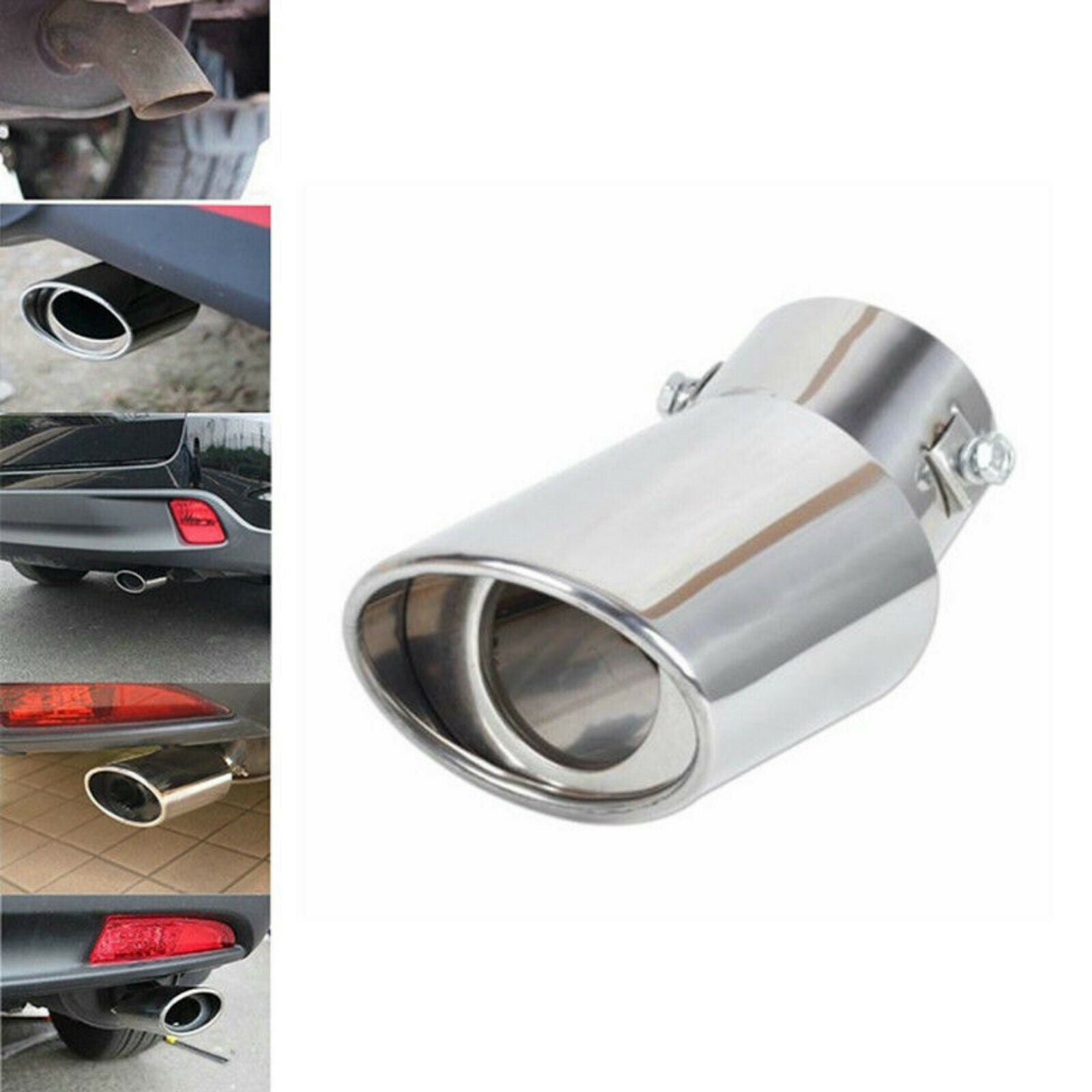 Car Round Stainless Steel Chrome Exhaust Tail Muffler Tip Pipe Auto Universal