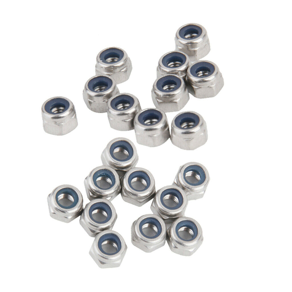 20Pcs M3,M4 Stainless Steel Nuts To Fit Metric Bolts Screws Nylon Insert Locking