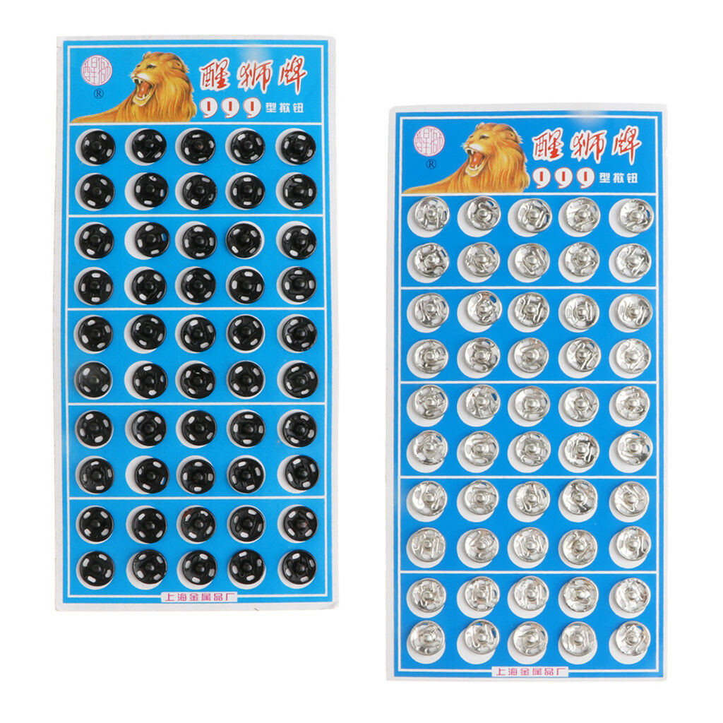 100Sets Meatl Sew On Snap Fasteners Poppers Press Studs Buttons Sewing Craft