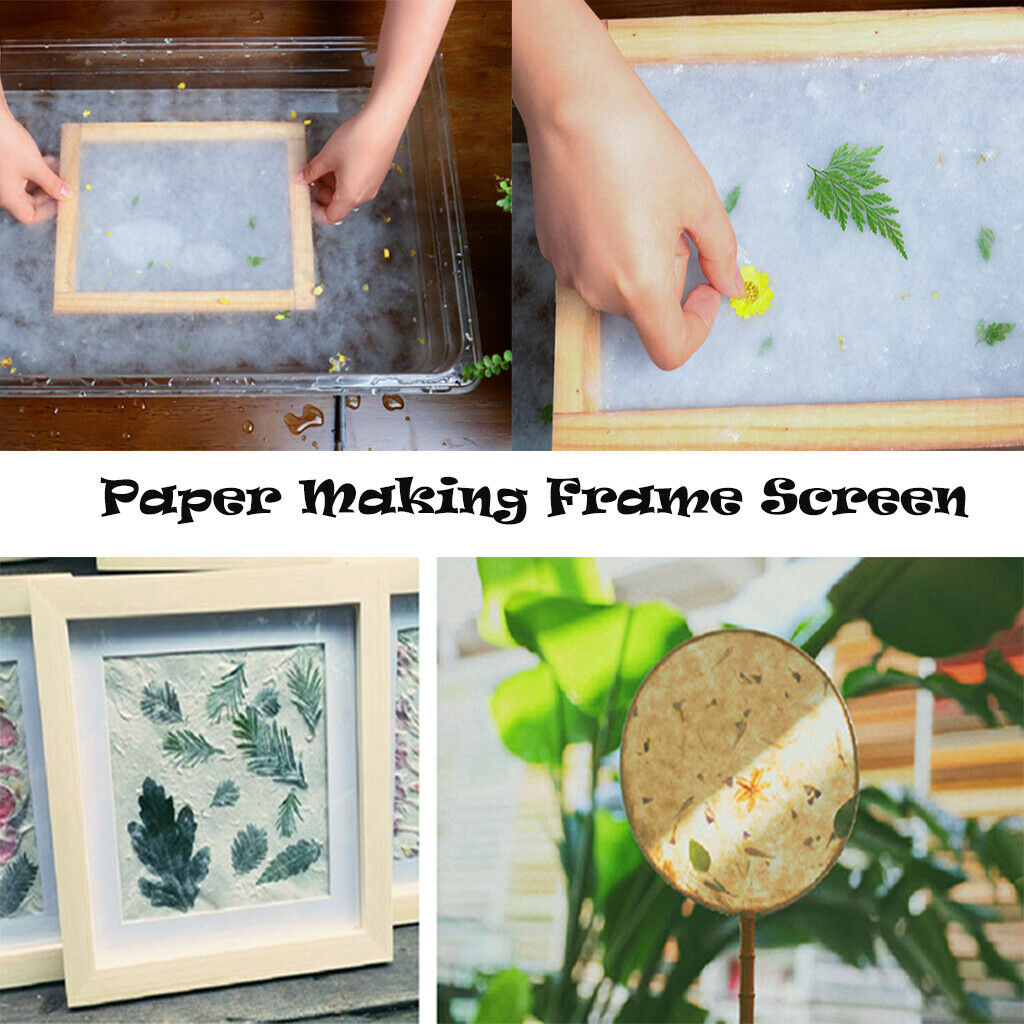 3 Pieces Wooden Paper Making Frame Screen Handmade Rectangular Papermaking Mould