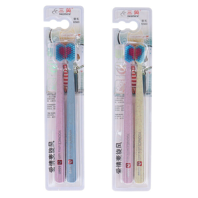 2pc Soft-bristle Heart Couple Brush Teeth Eco Friendly Adults Toothbru.l8
