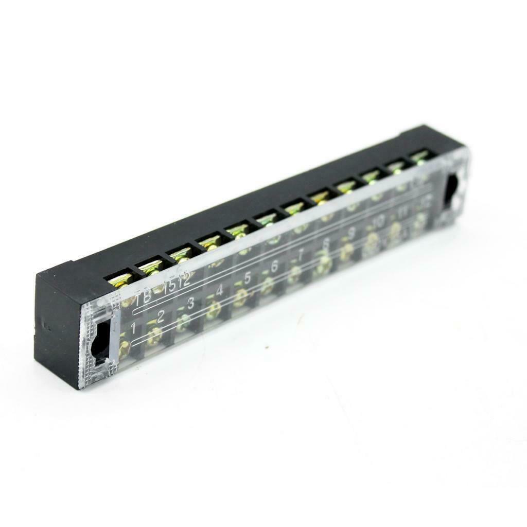 12 positions covered in two rows screw terminal block 600V 15AMP +