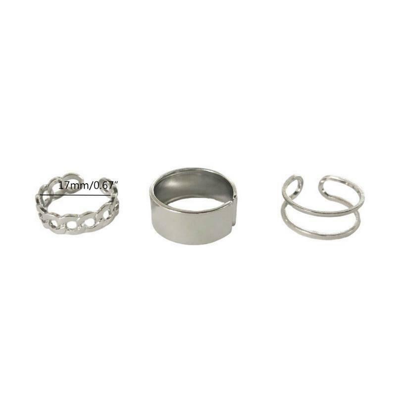 3PCS Womens Open Ring Finger Knuckle Simple Band Accessories Party Jewelry Gifts