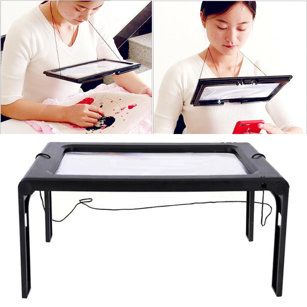 Hands Free Magnifying Glass Lighted LED Magnifier For Book Reading Cross Stitch