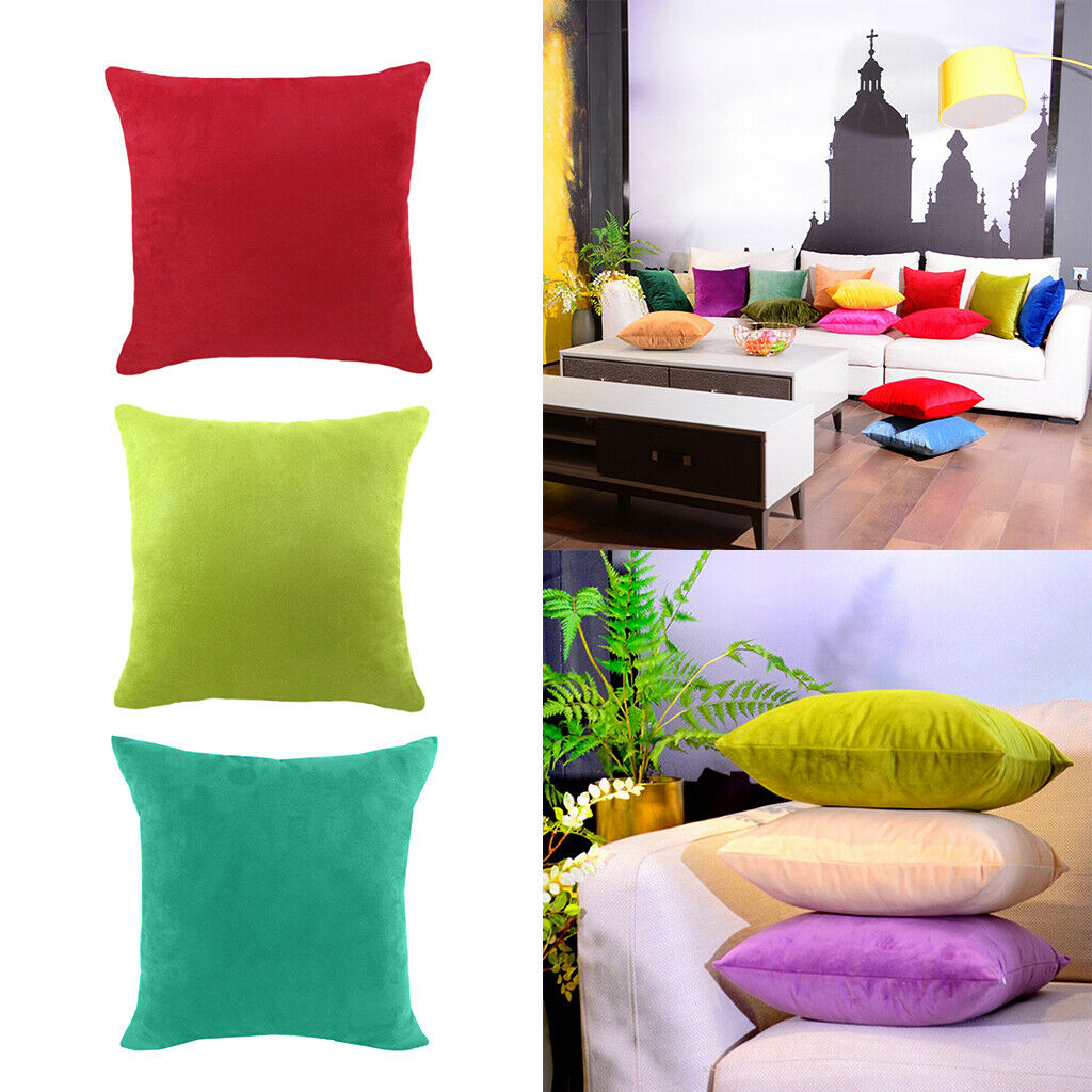 3pcs Velvet Square Throw Pillow Covers Solid Color Cushion Cases Pillowcases
