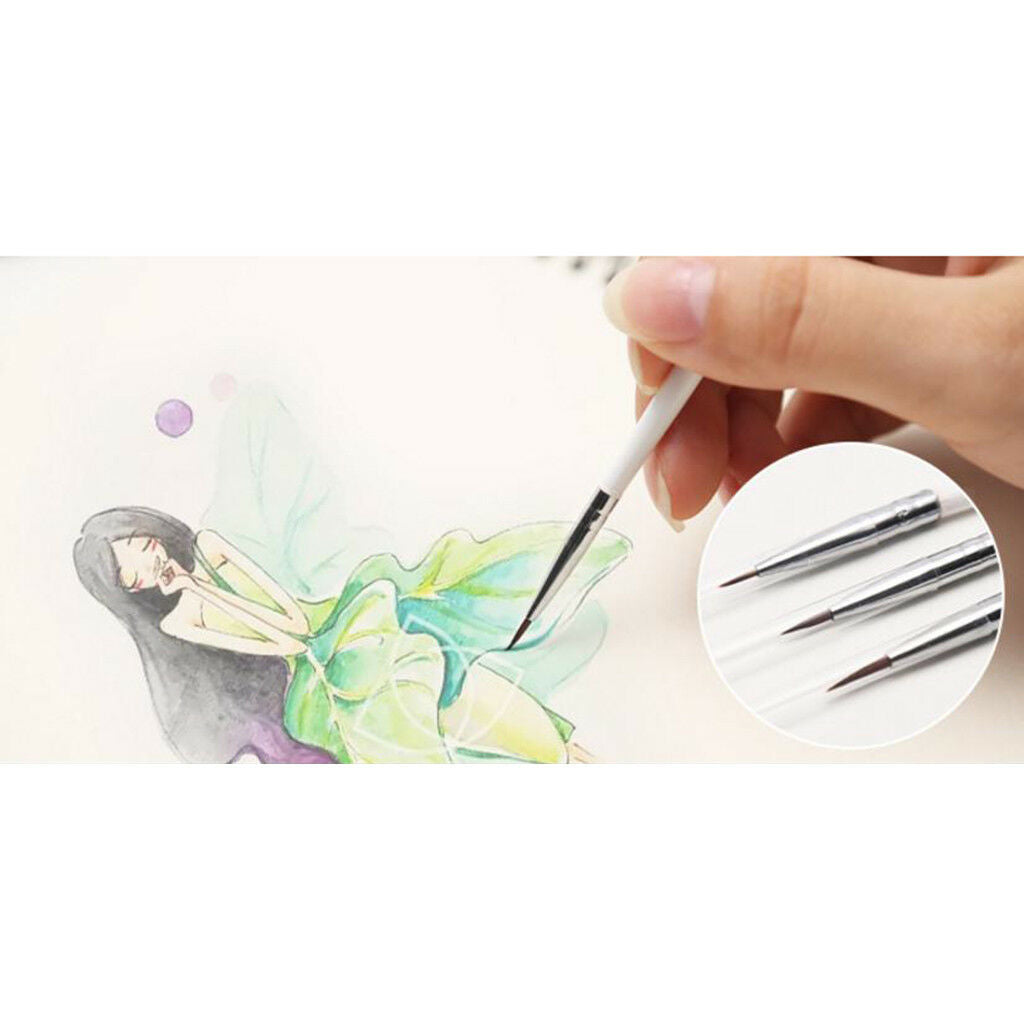 15x Assorted Round Pointed Tip Brushes Set for Nair Art Acrylic Oil Painting