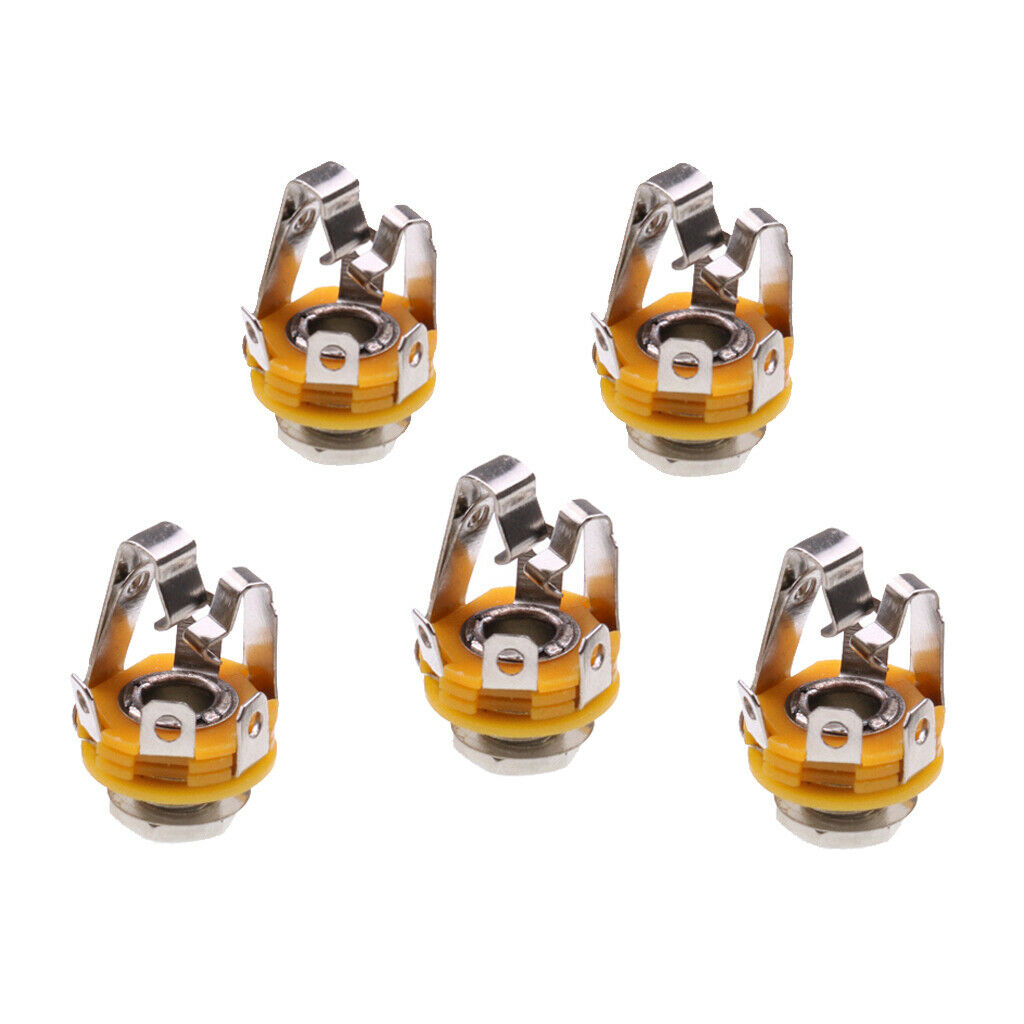Pack of 5 Electric Guitar/Bass Pickup 6.35mm Stereo Input Output Sockets