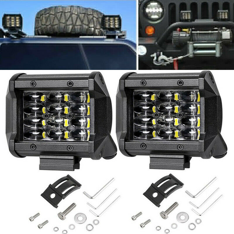 2PCS 4'' 72W LED Shooter Work Light Bar Flood Driving Fog fit for Offroad Trucks