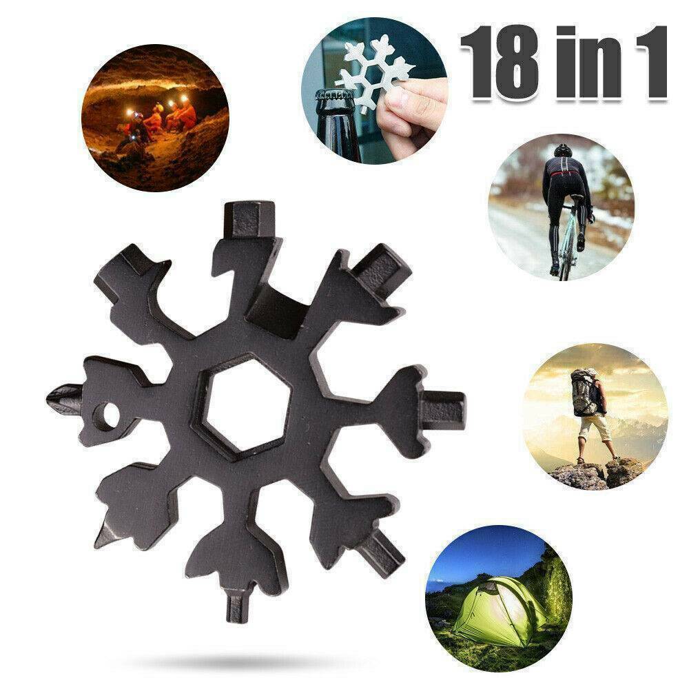 18In1 Stainless Tool MultiTool Portable Snowflake Shape Key Chain Screwdriver US