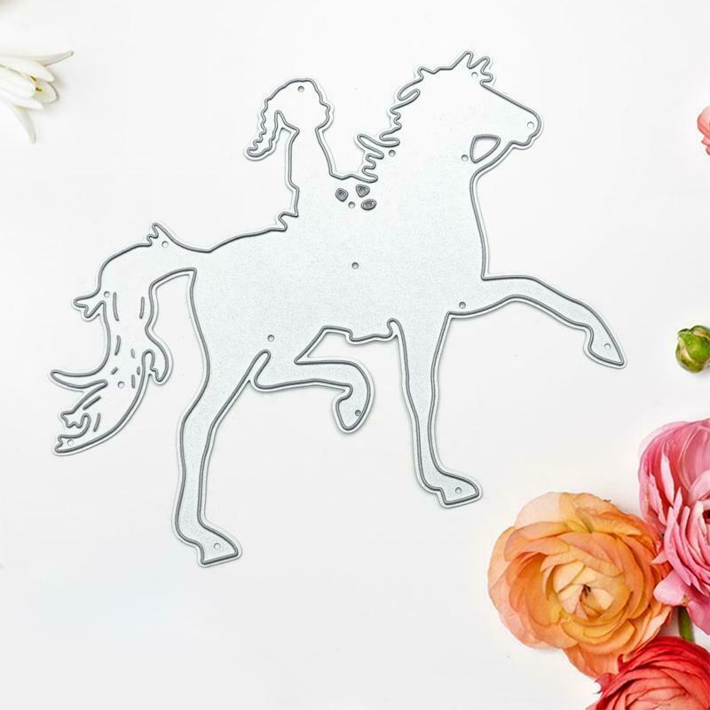 Girl Horse Metal Cutting Dies Stencil Scrapbooking DIY Album Stamp Paper craft
