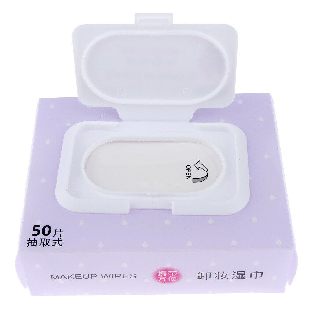 50pcs/Pack Mild Facial Cleansing Towelettes Makeup Remover Wipes Violet Flavor
