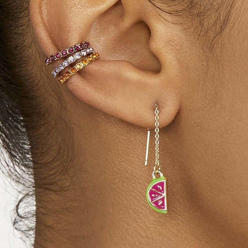 6Pcs Fashion Ear Cuff Set Earring Women Colorful Crysatl Cartilage Ear Clip Kt