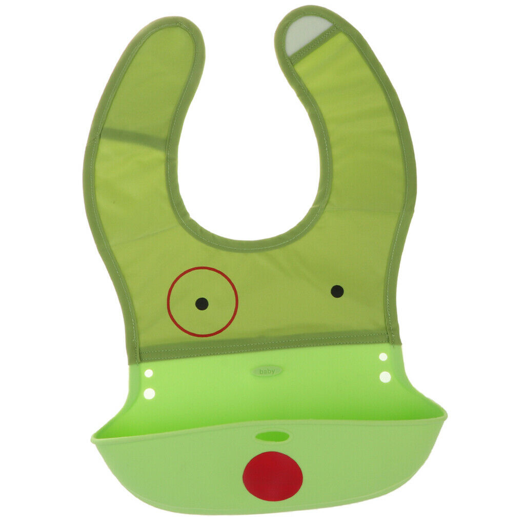 Waterproof Silicone Bib Soft Baby Bibs Easily Wipes Clean Green Dog