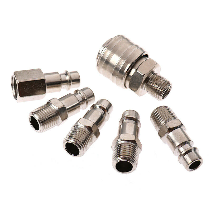 6Pcs EURO Air Line Hose Compressor Fitting Connector Quick Release Set 1/4"BDAU