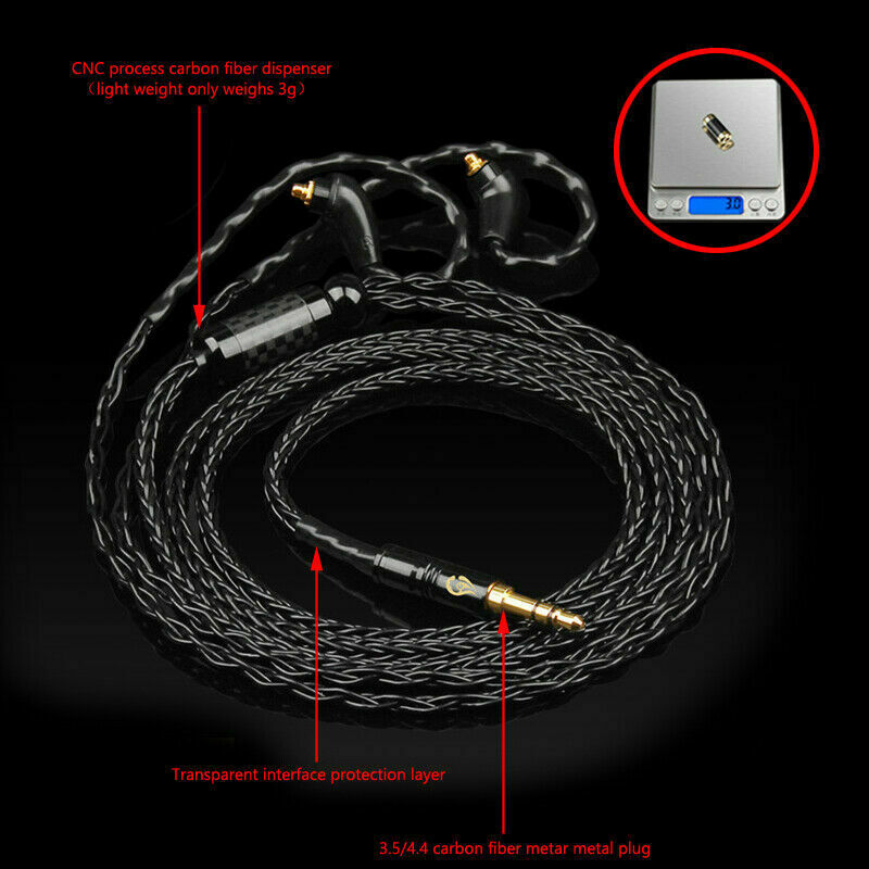 8 Core Upgraded 3.5 Balance Earphone Cable w/MMCX XBA-ZA A3 A2 N1 Black US A2