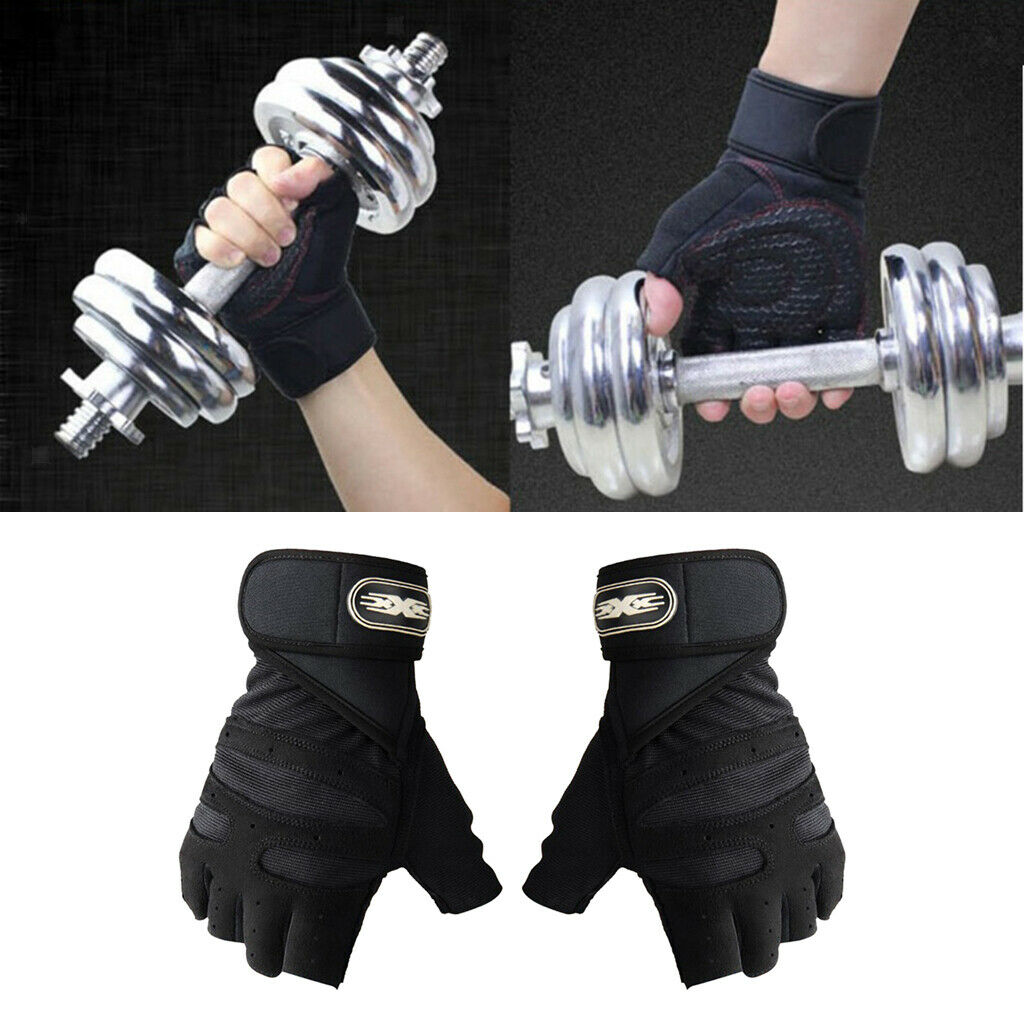 Mens Outdoor Half Finger Gloves  Breathable Gloves for Hiking Cycling - Black L