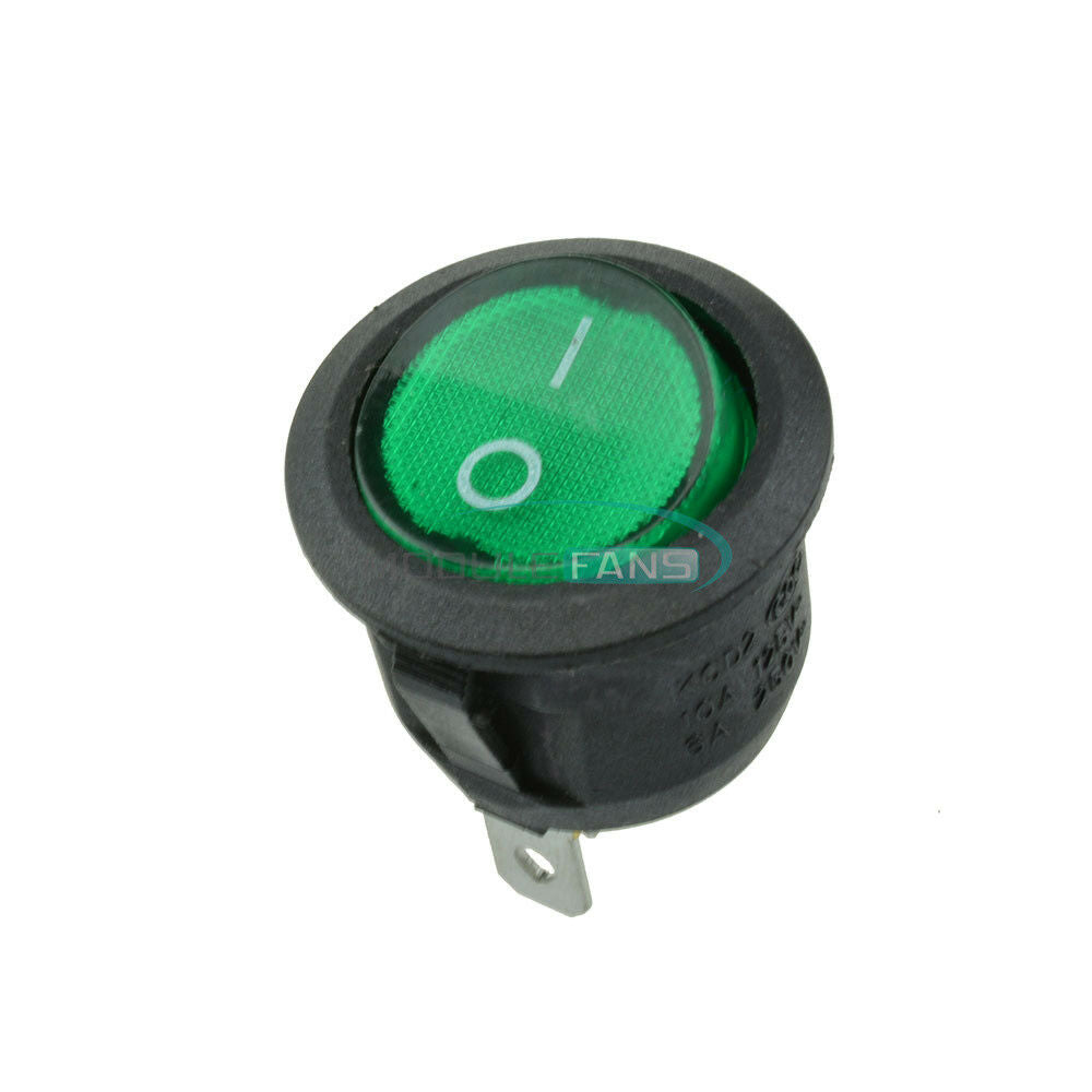 5Pcs Mini Round Switch Green 3Pin SPDT ON-OFF Rocker Snap-in
