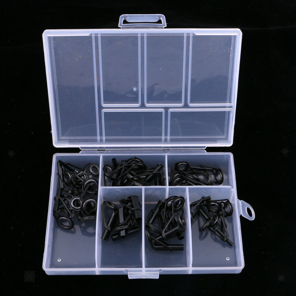 40Pcs Stainless Steel Fishing Rod Guides Ring Rod Repair Part Kit DIY Tips Ring
