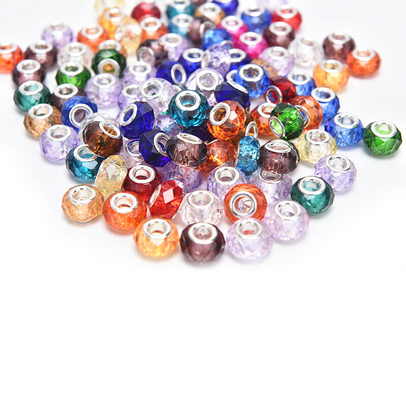30pcs Murano Glass Charm Spacer Crystal Beads For Bracelets Mixed CharmYU.l8