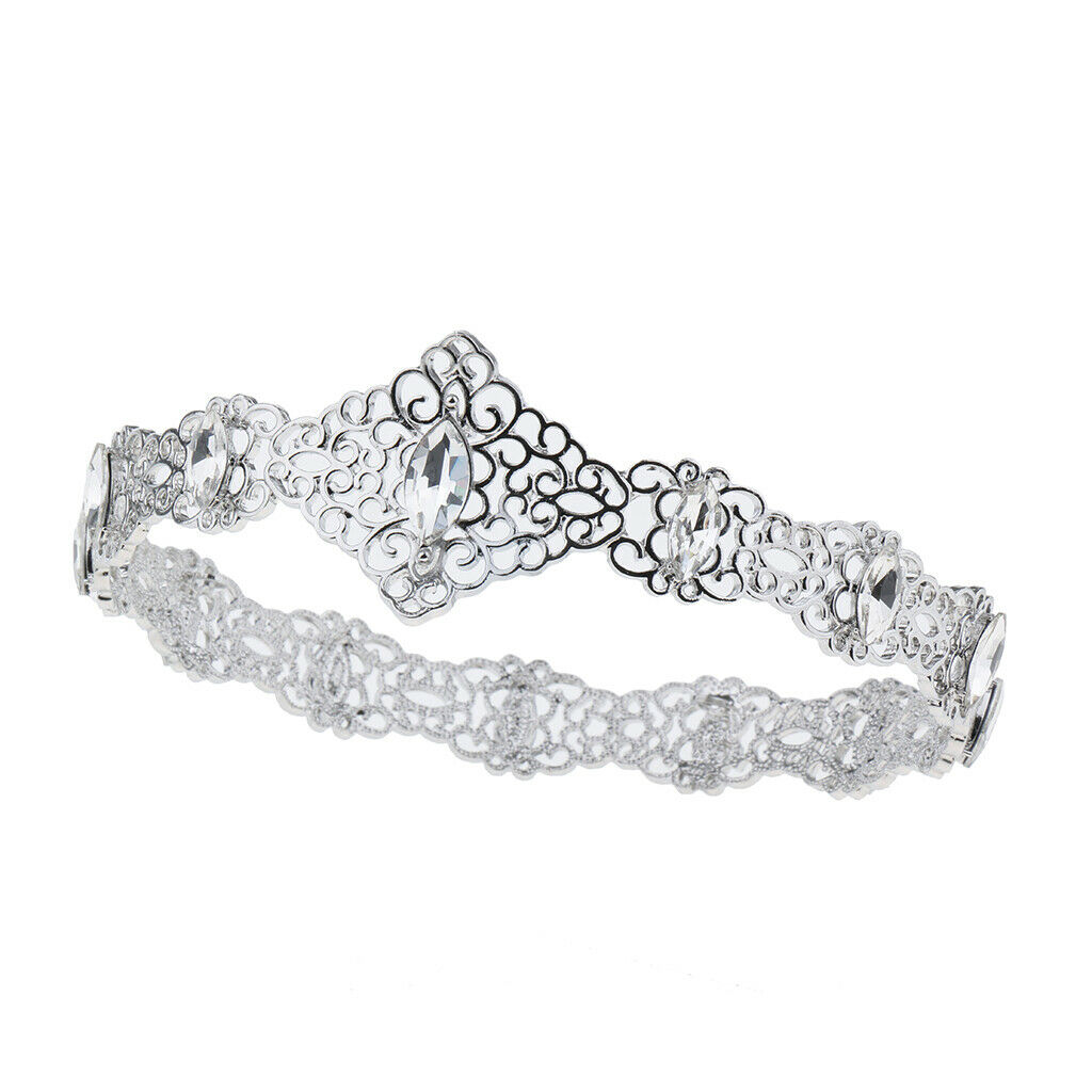 Hollow Flower Rhinestone Bridal Headband Pageant Princess Crown Headband