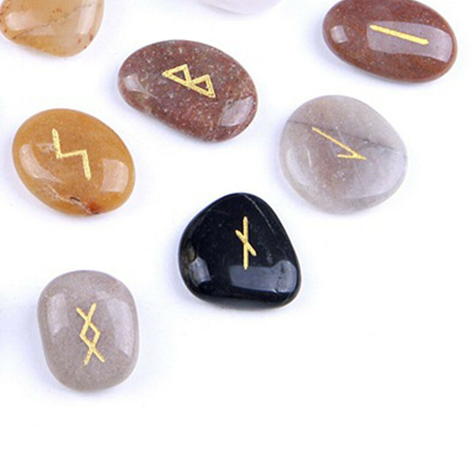25Pcs Rune Stone For Divination Polished Energy Balancing Engraved Symbol
