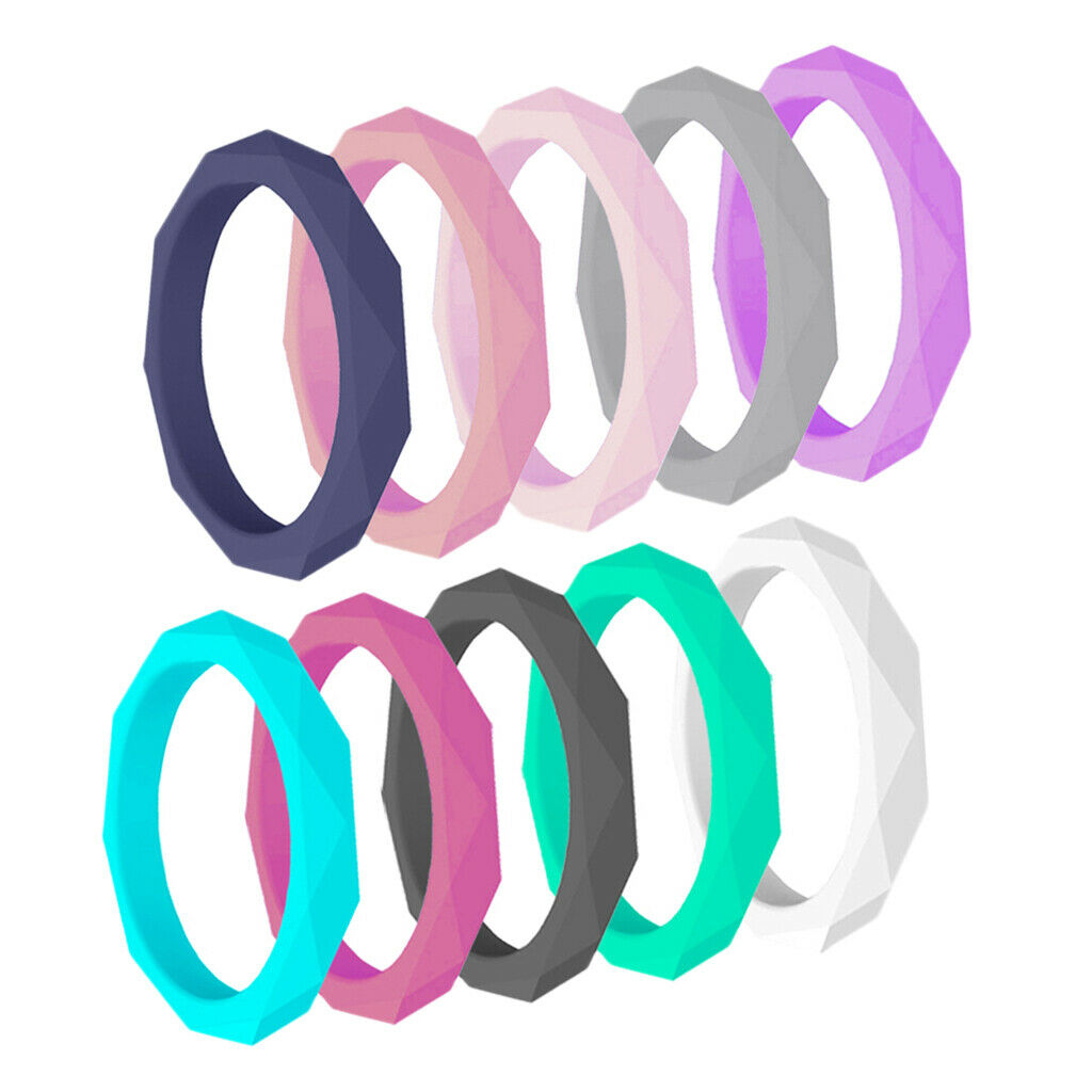10 Pcs Men Women Rubber Silicone Wedding Ring Band Sport Outdoor Gift 6Yard