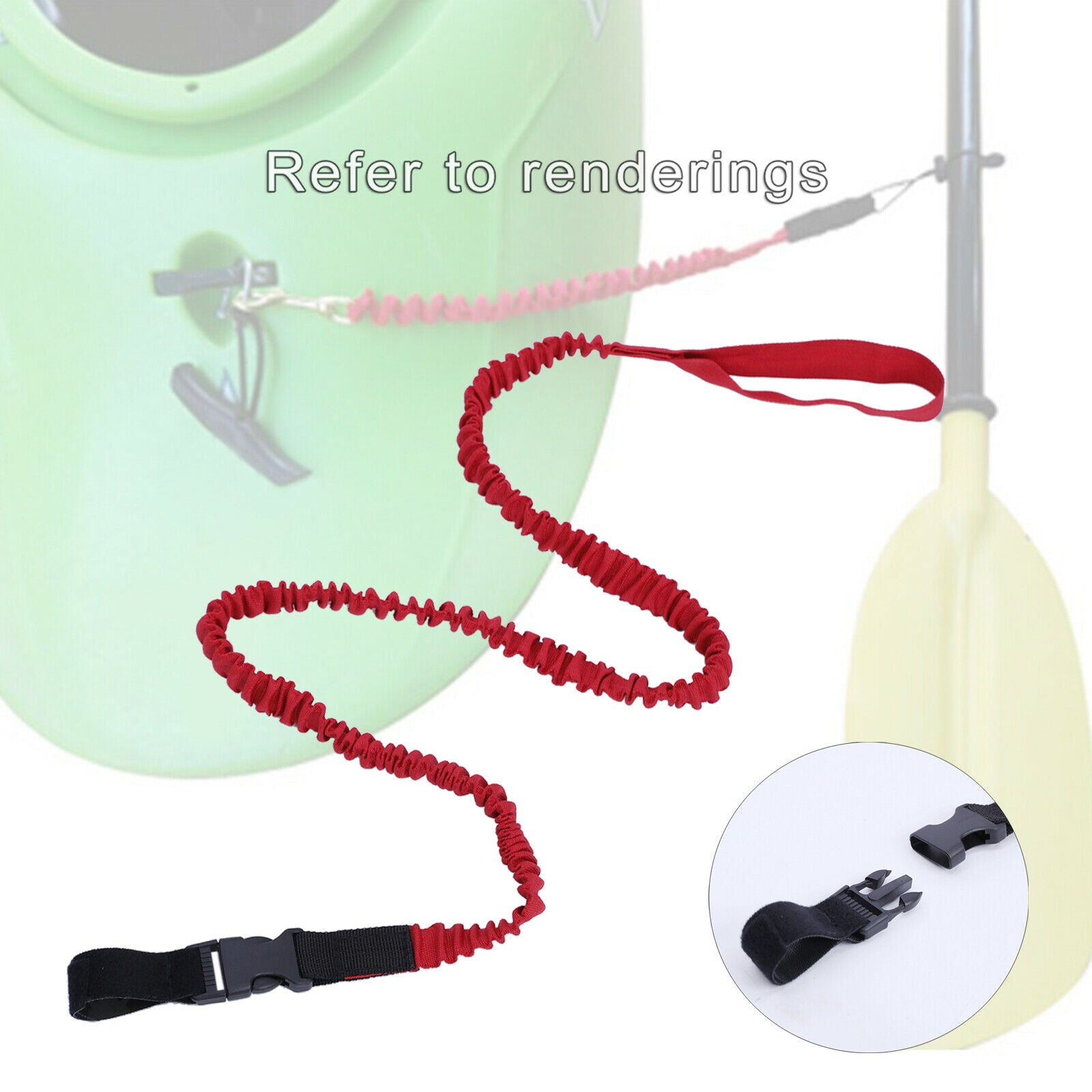 Kayak Paddle Leash Elastic Coiled Bungee Fishing Rod Holder Kayaking Canoe