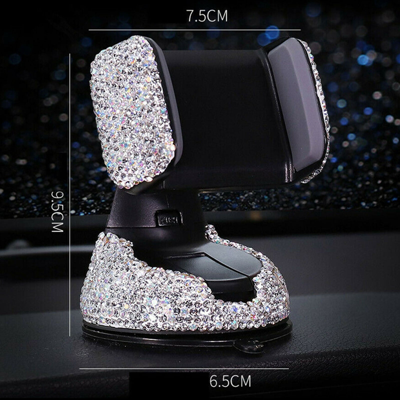 1Pcs Car Phone Holder Dashboard Stand Crystal Bling Girls Interior Accessories