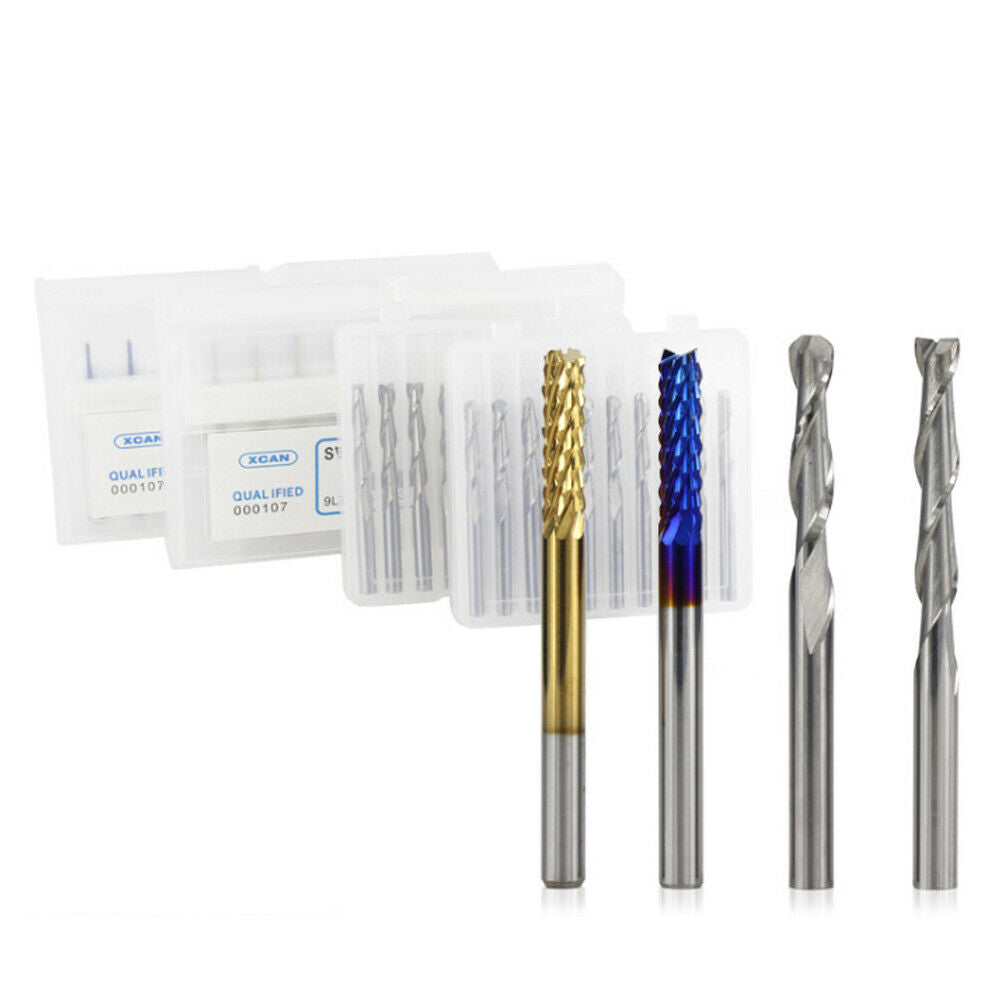 40 Bit Kit 1/8" Flat Nose/Ball Nose End Mill Nano/Titanium Coat CNC Router Bits
