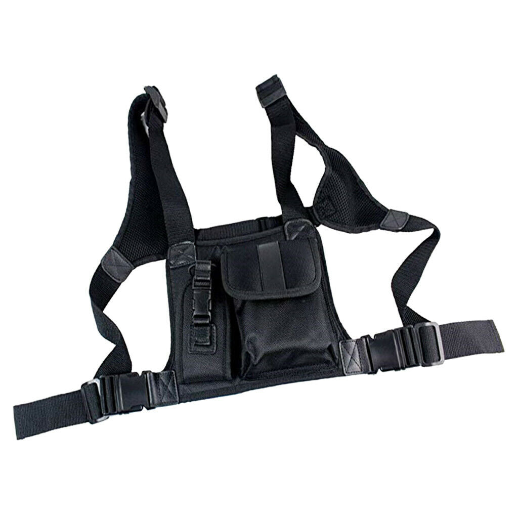 Radio chest strap chest front pocket holster vest rig for radio