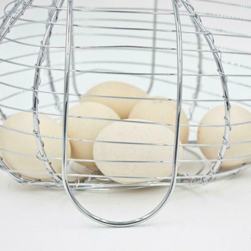 Chrome Plated Chicken Shaped Iron Wire Egg Storage Basket Rack Easily Accessible