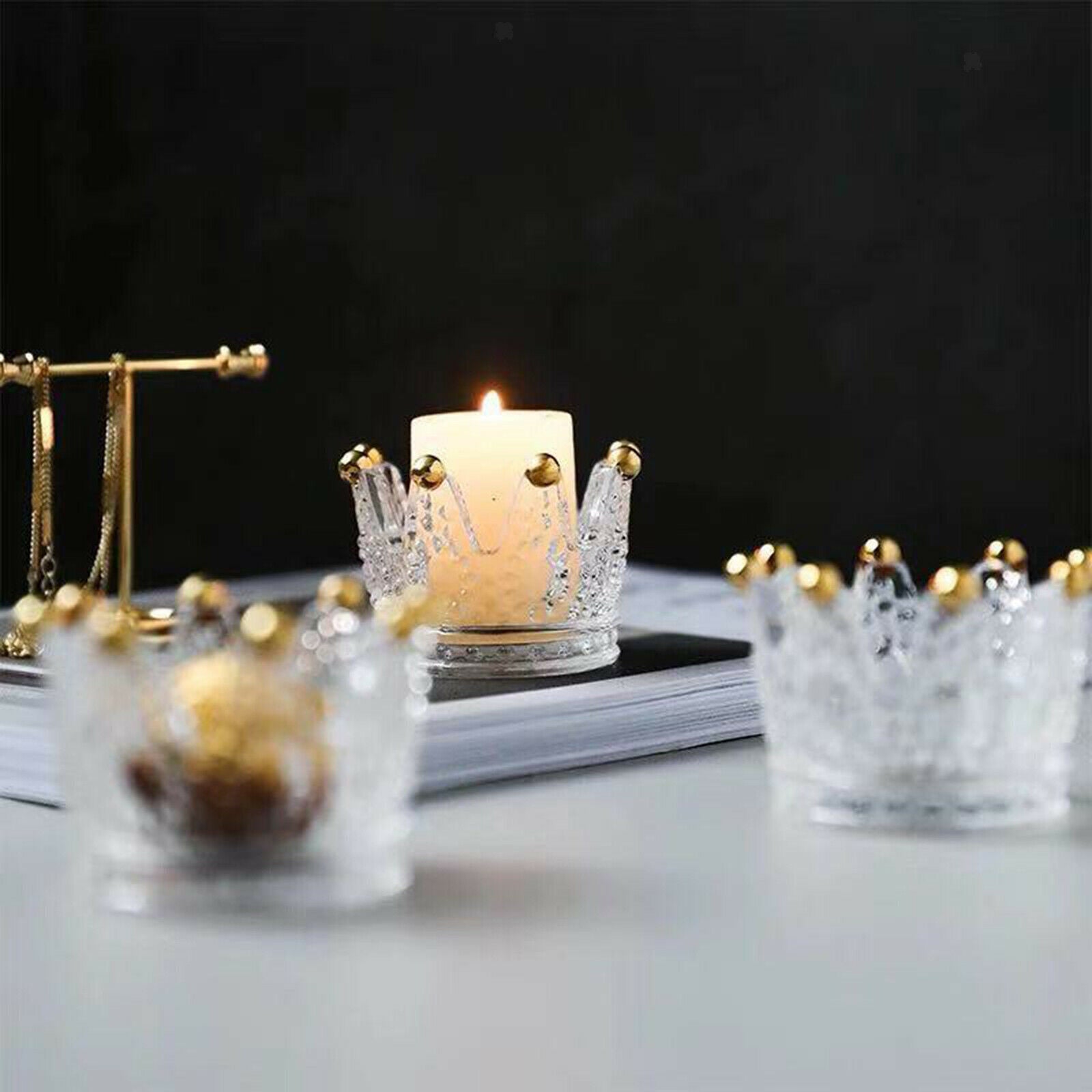 Glass Candle Holder Tealight Holder Jewelry Tray Decorative Ashtray Glass Votive