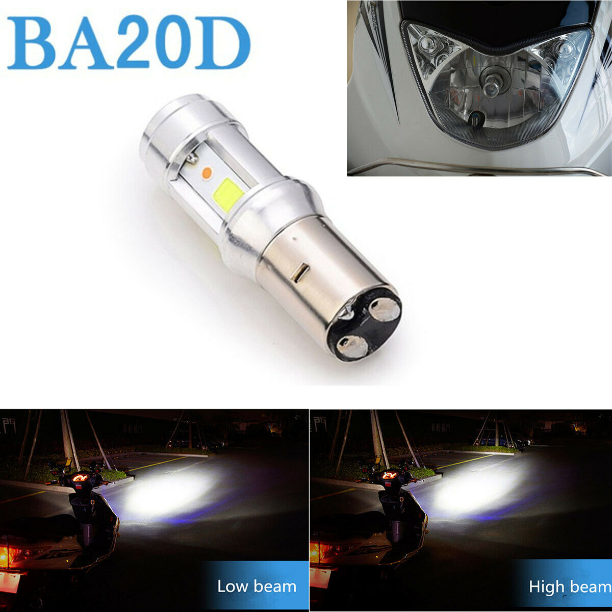 Headlight Motorcycle H6 BA20D 18w Led Bulbs High/Low Lamp Motorcycle Accessories