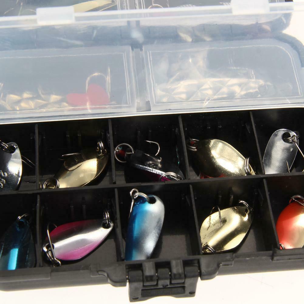 37pcs/Case Metal Spoon Fishing Lure  Hook Kit Spinning with Box Tackle