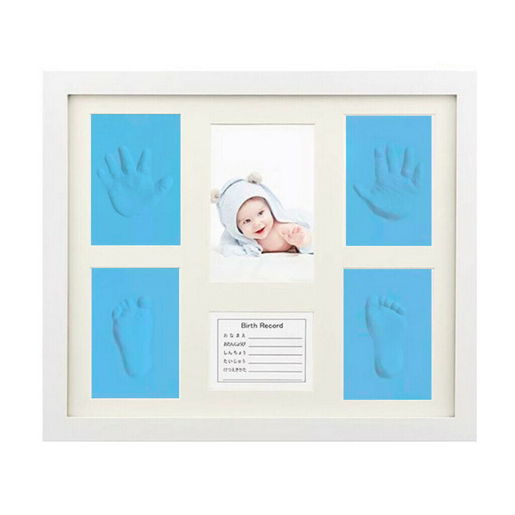 Baby Photo Frame Handprint Footprint Touch Ink Pad Pictures Frame Blue
