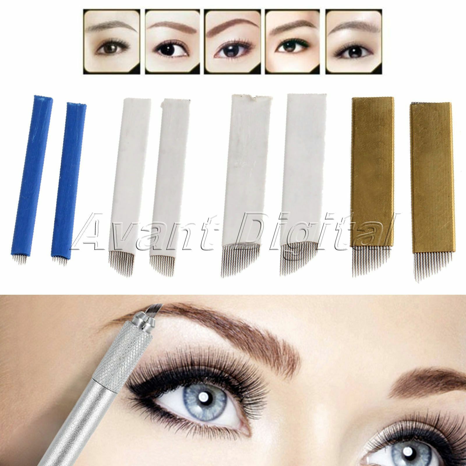 40Pcs Microblading Needles Blades  7/12/14/17pin Permanet Makeup Eyebrow Beauty