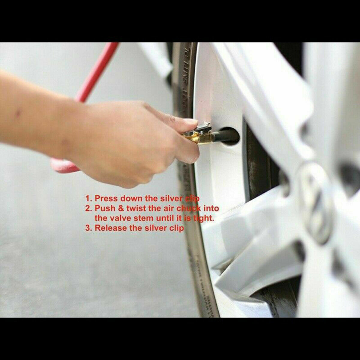 2X Tyre Valve Air Chuck Inflator Pump Connector Adapter Brass Clip on Car 8mm UK
