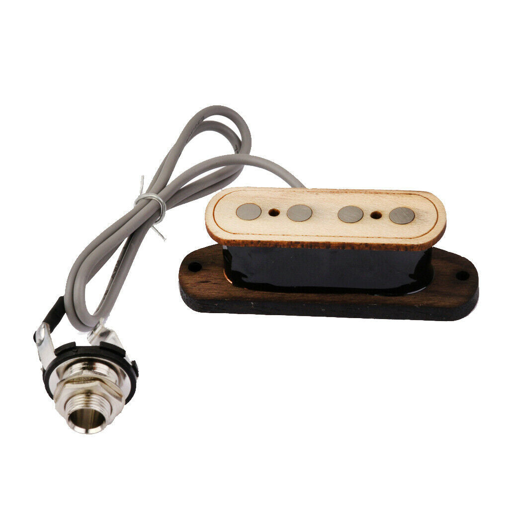 4 String Cigar Box Guitar Pickup with Input   Wood Bobbin Guitar Parts