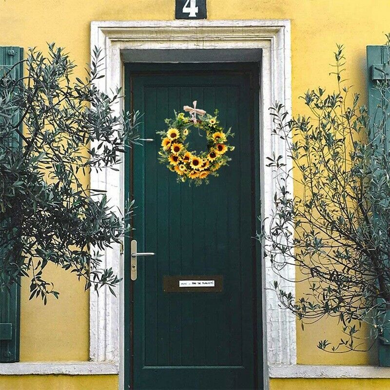 Artificial Sunflower Wreath, Summer Wreath with Yellow Sunflower and Green LY8M6