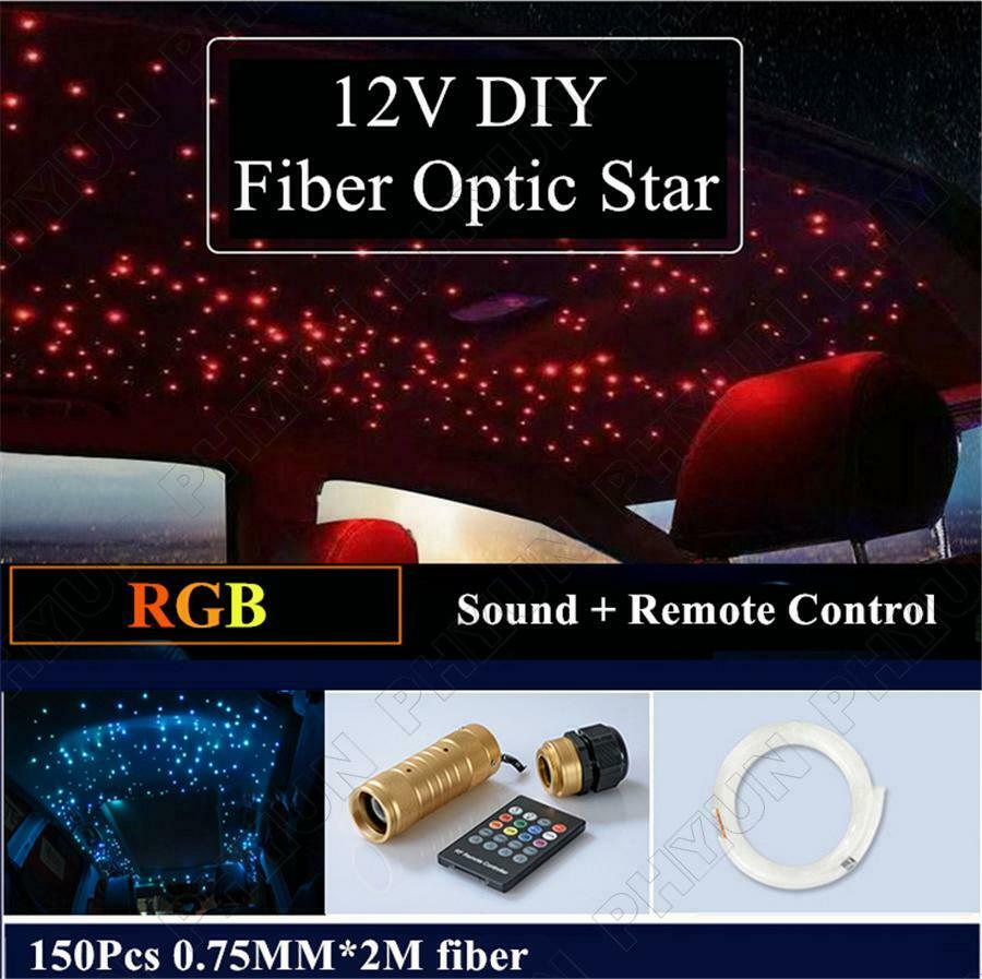 12V Car Roof Star Lights 10W 150Pcs RGB LED Fiber Optic Light RF & Music Control