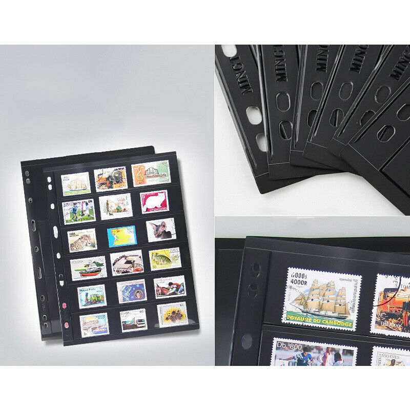 6 Strips Stamp Stock Pages PCCB Album PVC Sheet Collection Stampspage Holder